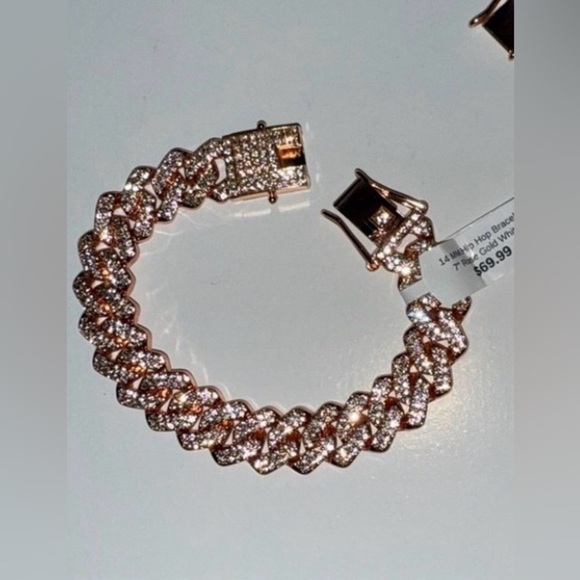 Jewelry - NEW 14MM HipHop Rose Gold White Braclet